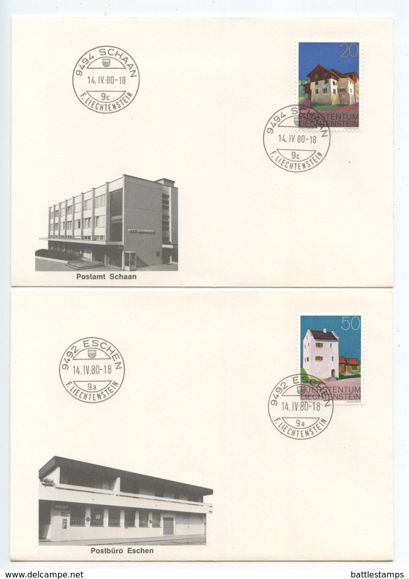 Liechtenstein 1980 24 Souvenir Covers - Post Offices In Liechtenstein - Covers & Documents