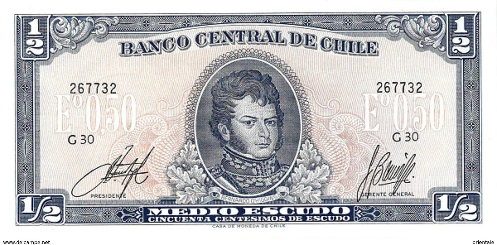 CHILE P. 134Aa 1/2 E ND UNC - Chili