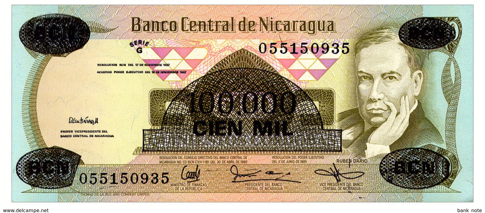 NICARAGUA 100000 CORDOBAS 1987 Pick 149 Unc - Nicaragua