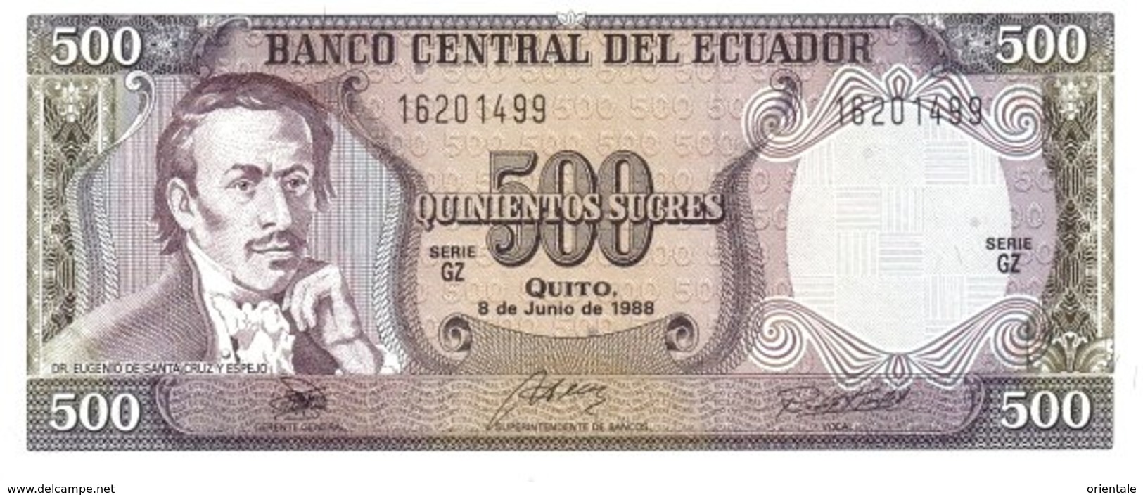 ECUADOR P. 124A 500 S 1988 UNC - Equateur