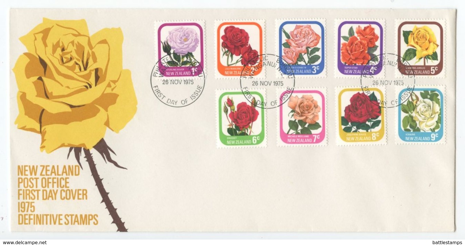 New Zealand 1975 FDC Scott 584-592 Roses - FDC