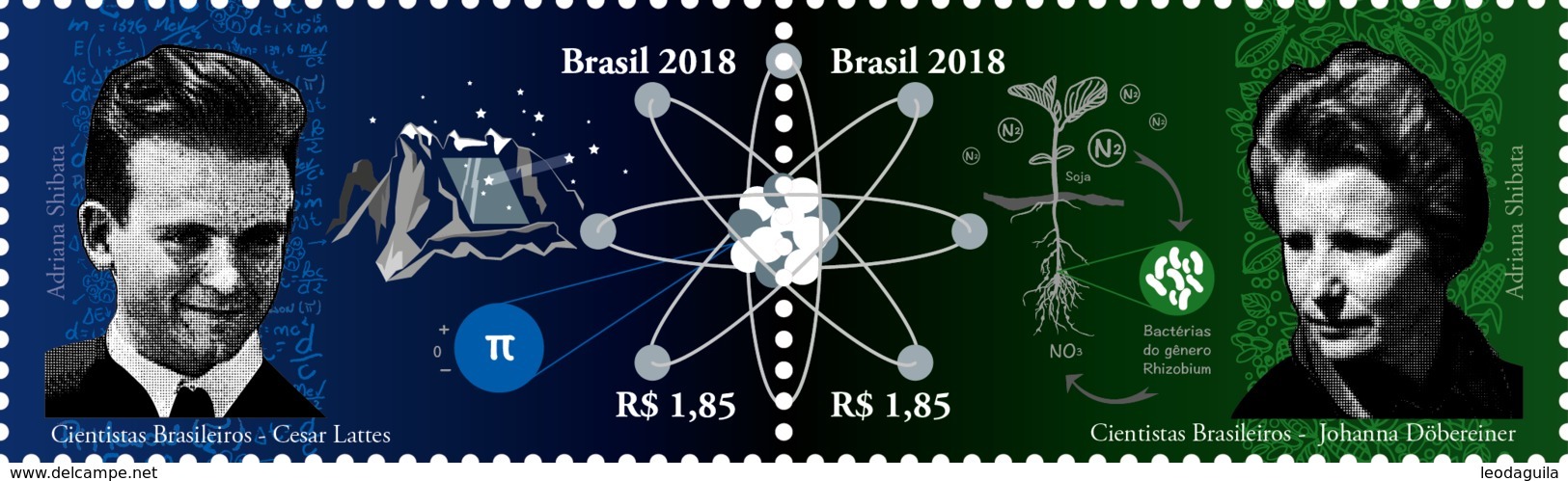 BRAZIL 2018  -  BRAZILIAN SCIENTISTS  - CESAR LATTES - JOANNA DÖBEREINER  -  2v  MNH - Unused Stamps