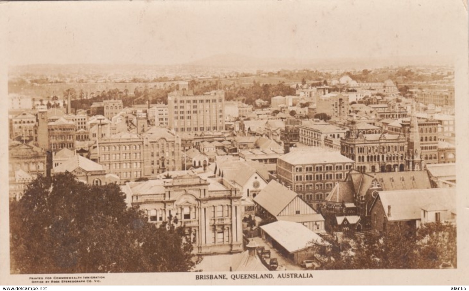 Brisbane Australia, Panoramic View Of City Rose Stereograph Co Image, C1910s Vintage Real Photo Postcard - Brisbane