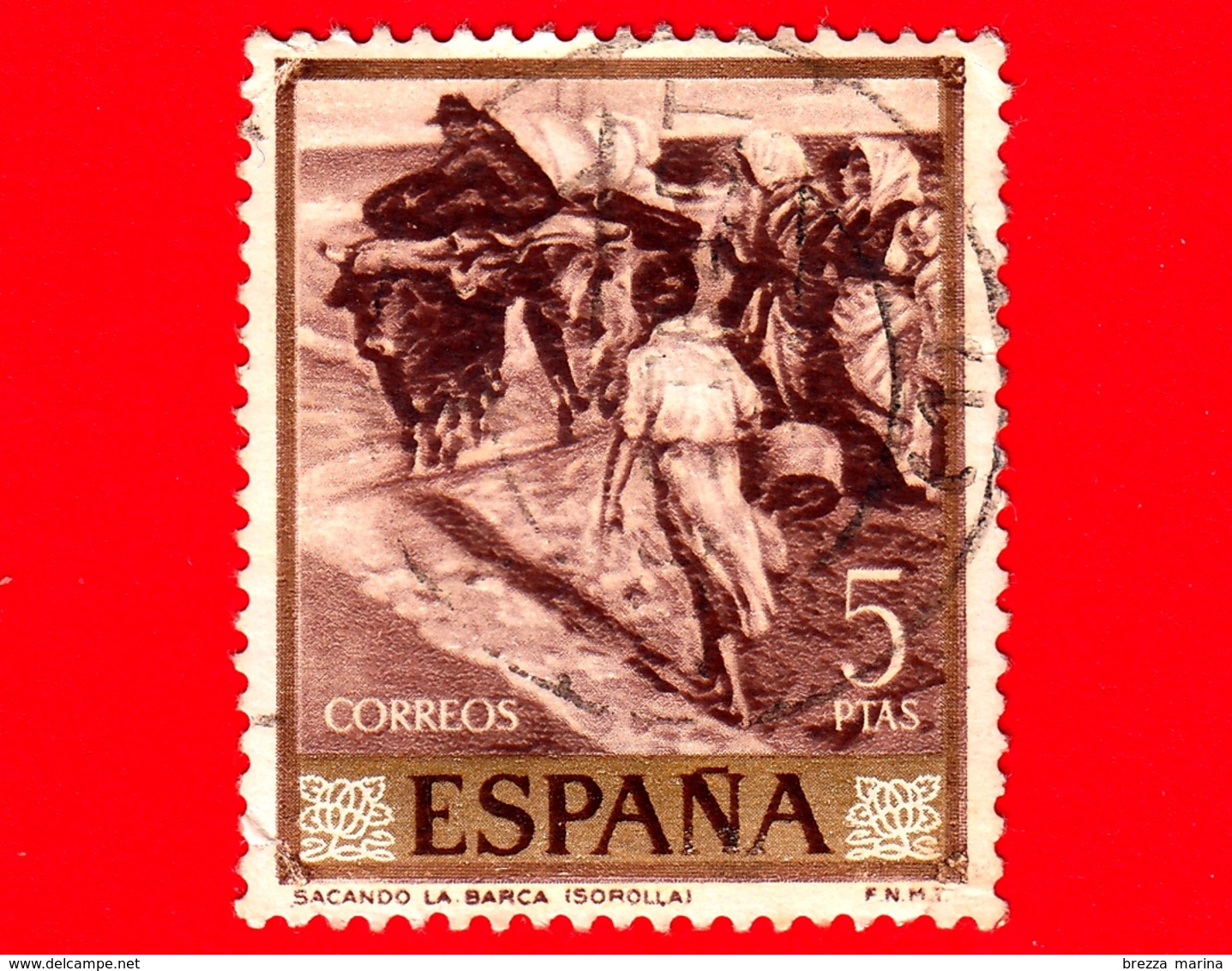 SPAGNA - Usato - 1964 - Tirare La Barca - Dipinto Di Joaquin Sorolla - 5 - Gebraucht