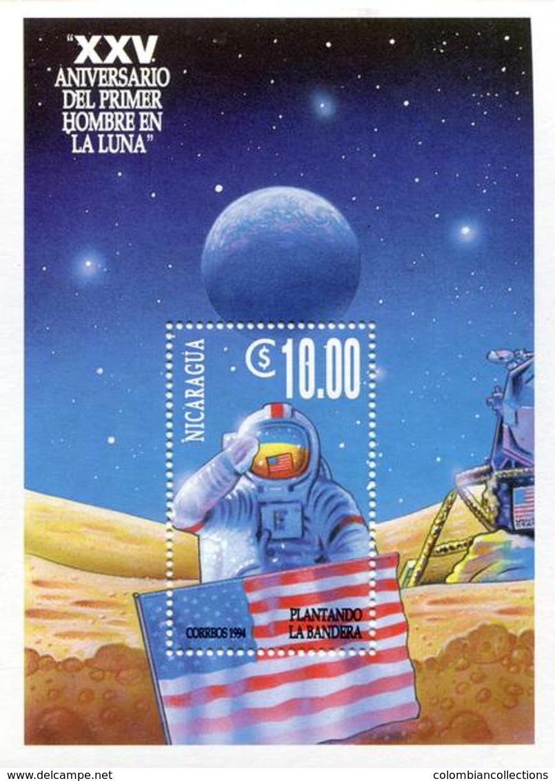 Lote 1986, Nicaragua, 1994, HF, SS, Astronomers, XXV Anniversary Of The First Man On The Moon, Space - Nicaragua