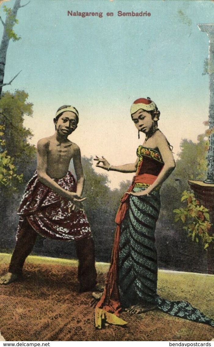 Indonesia, JAVA, Wajang Wayang, Nalagareng And Sembadrie (1916) Postcard - Indonesia