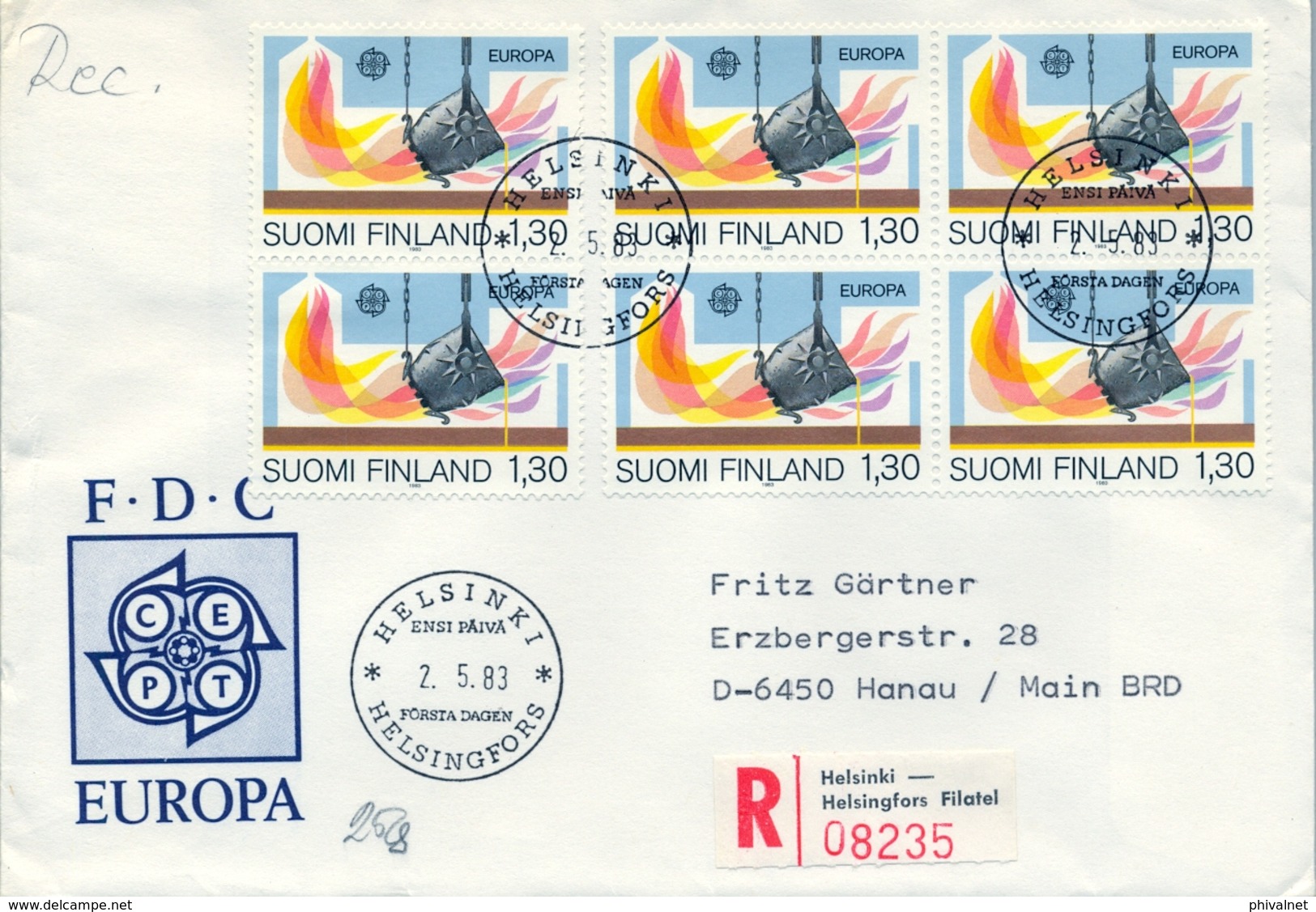 1983 , FINLANDIA ,   YV. 890 BL / 4 , SOBRE DE PRIMER DIA , INDUSTRIA - FDC