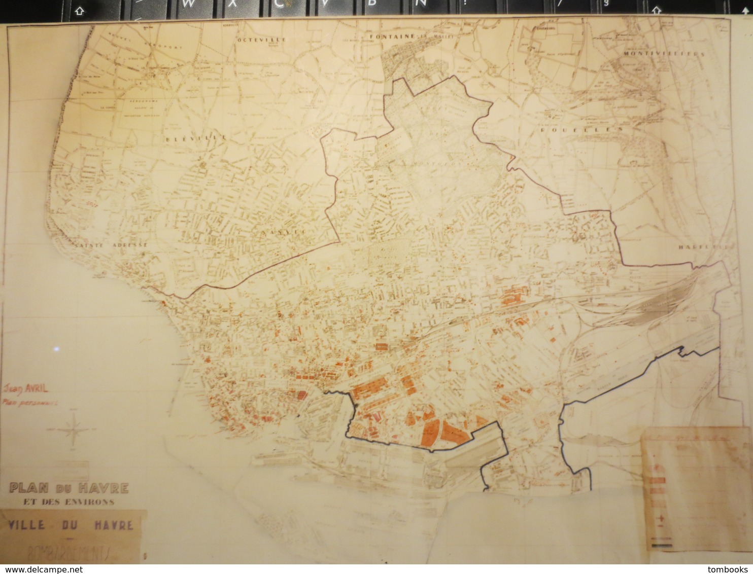 Le Havre - Cartes Géographiques Plastifiées - Plans Du Havre - Zones De Bombardements -  Relevé Octobre 1945 - TBE - - Geographical Maps