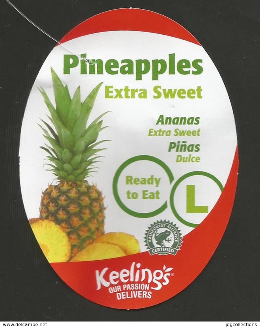 # PINEAPPLE KEELING'S IRELAND EXTRA SWEET CALIBRE "L" Fruit Tag Balise Etiqueta Anhanger Ananas Pina Costa Rica - Fruits & Vegetables