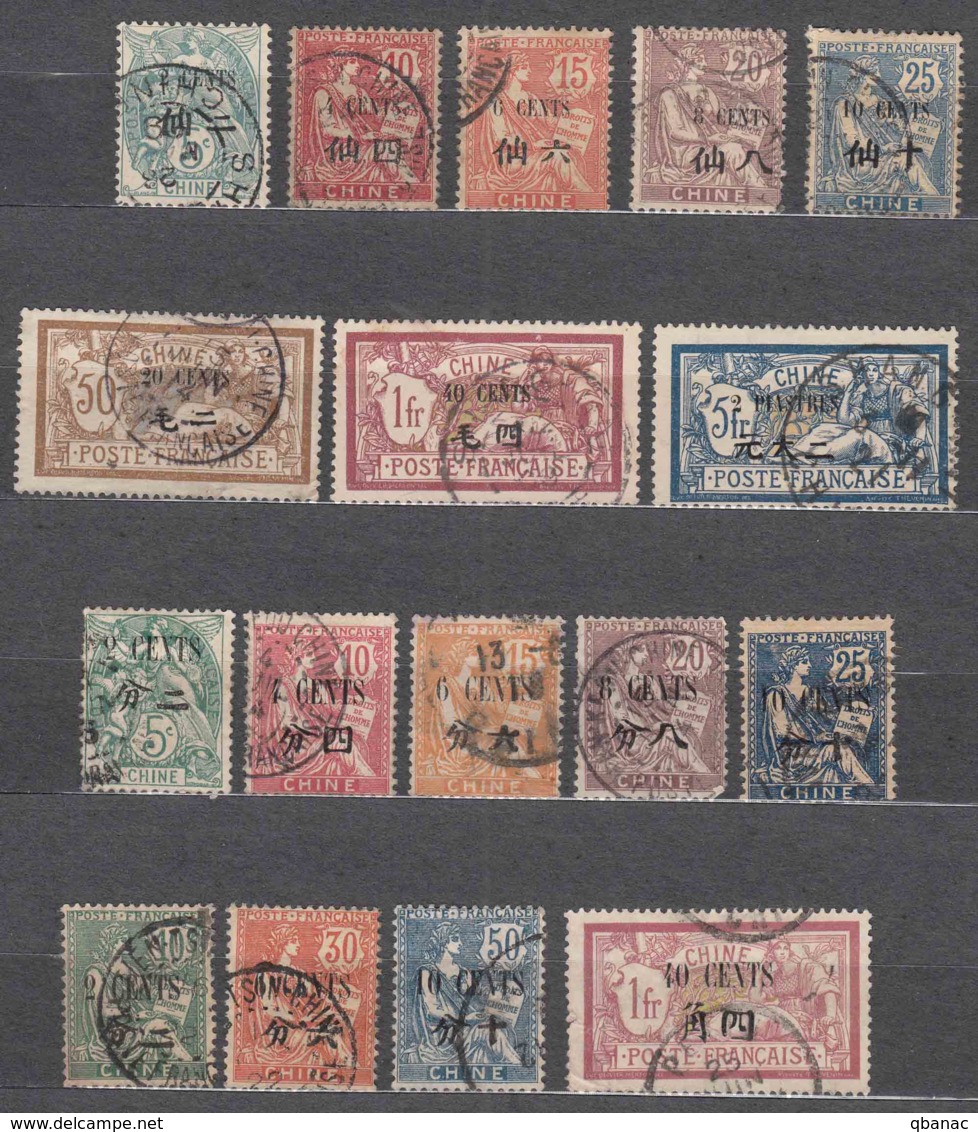 China Chine 1907/1912/1922 Small Numbers Up And Big Numbers Down Assortiment, Used - Oblitérés