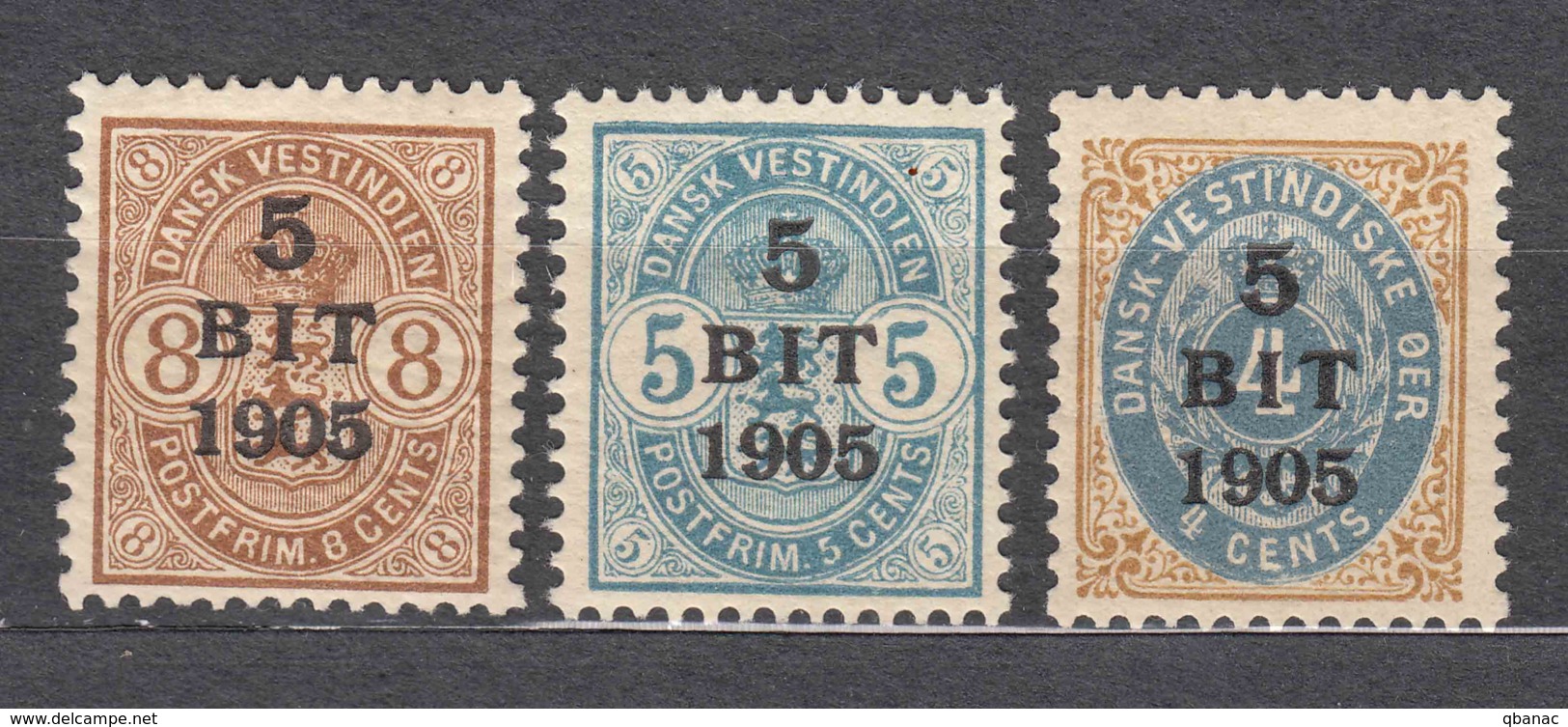 Denmark Danish Antilles (West India) 1905 Mi#38-40 Yvert#24-26 Mint Hinged - Denmark (West Indies)