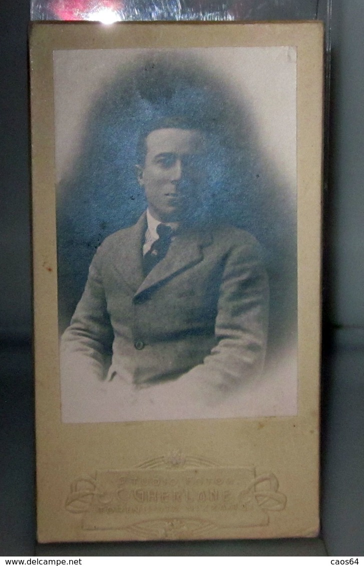 RITRATTO DI UOMO SU CARTONCINO FOTO GHERLONE TORINO FOTO B/N VINTAGE Cabinet Card - Personnes Anonymes