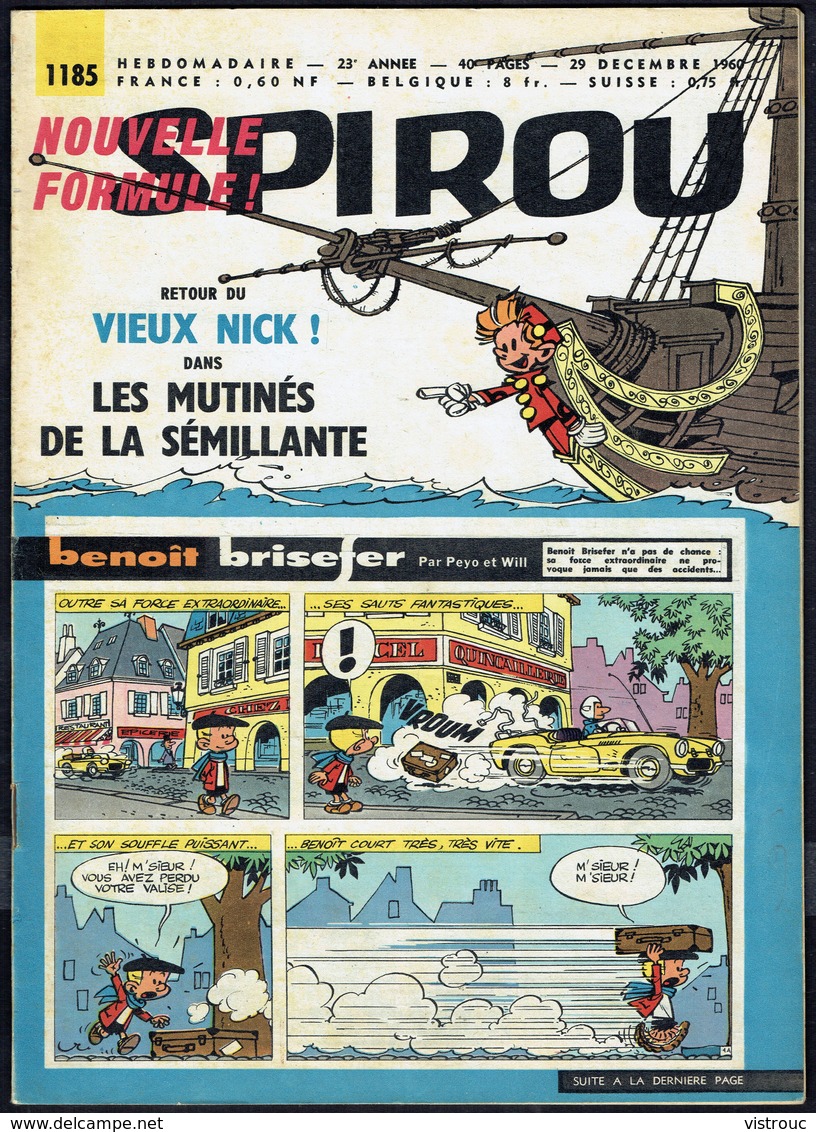 SPIROU N° 1185 -  Année 1960 - Couverture " BENOÎT BRISEFER ", De PEYO Et WILL. - Spirou Magazine