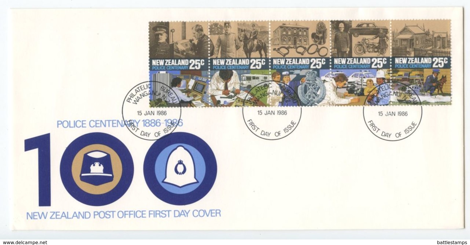 New Zealand 1986 FDC Scott 843 Police Force Act Centenary - FDC