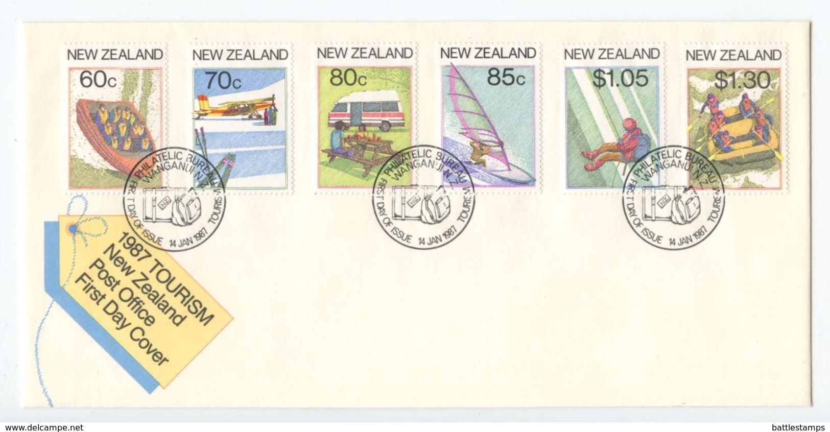 New Zealand 1987 FDC Scott 861-866 Tourism - Outdoor Recreation - FDC