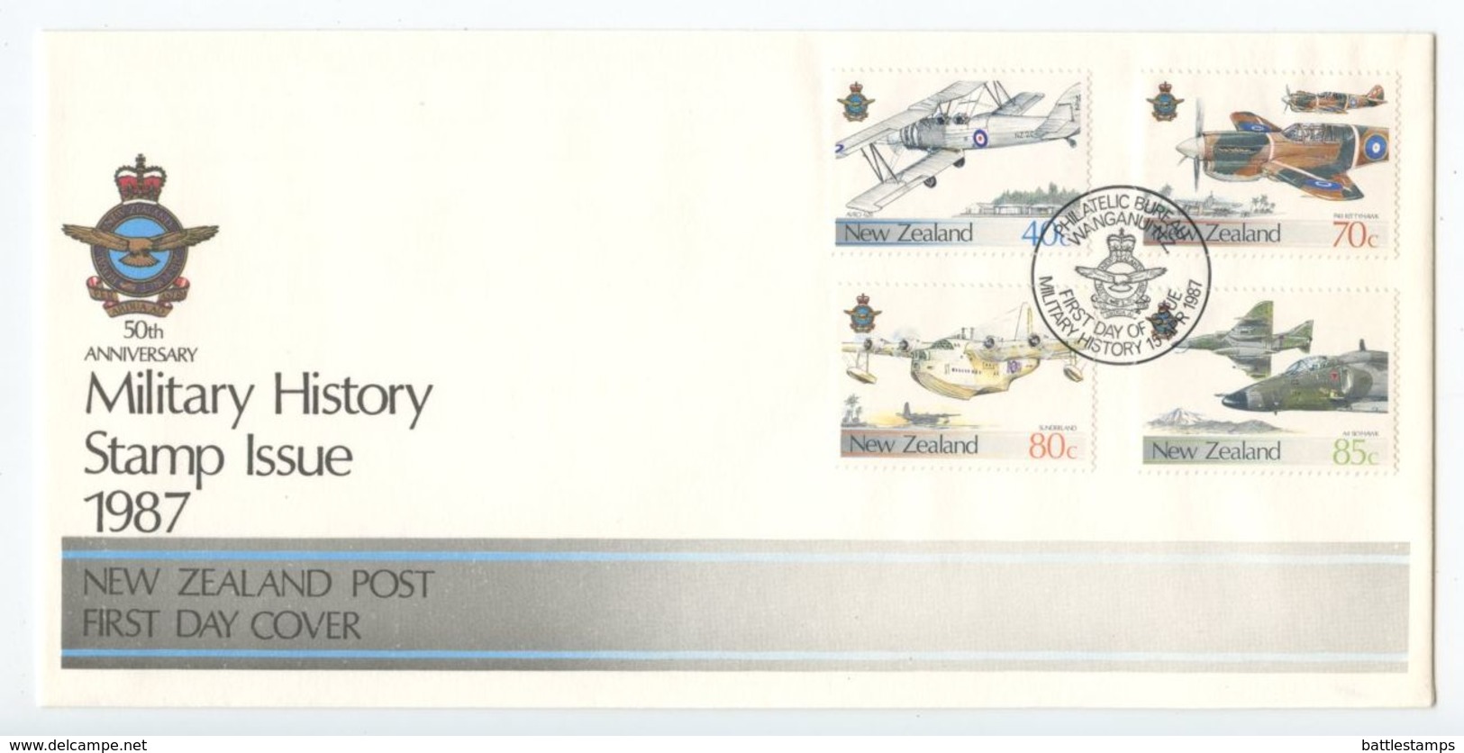 New Zealand 1987 FDC Scott 872-875 Historic Military Airplanes - FDC