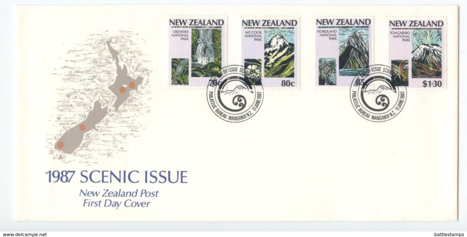 New Zealand 1987 FDC Scott 876-879 National Parks System Centenary - FDC