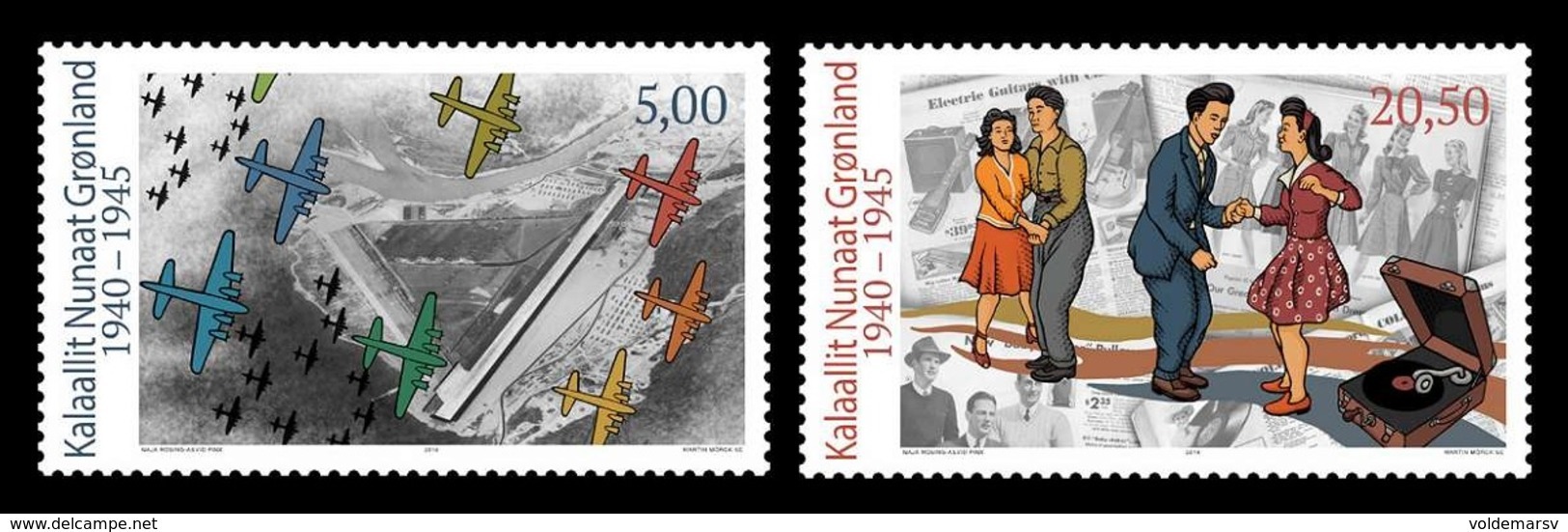 Greenland 2018 Mih. 805/06 Greenland During World War II (III). Aviation. Planes. Dances MNH ** - Neufs