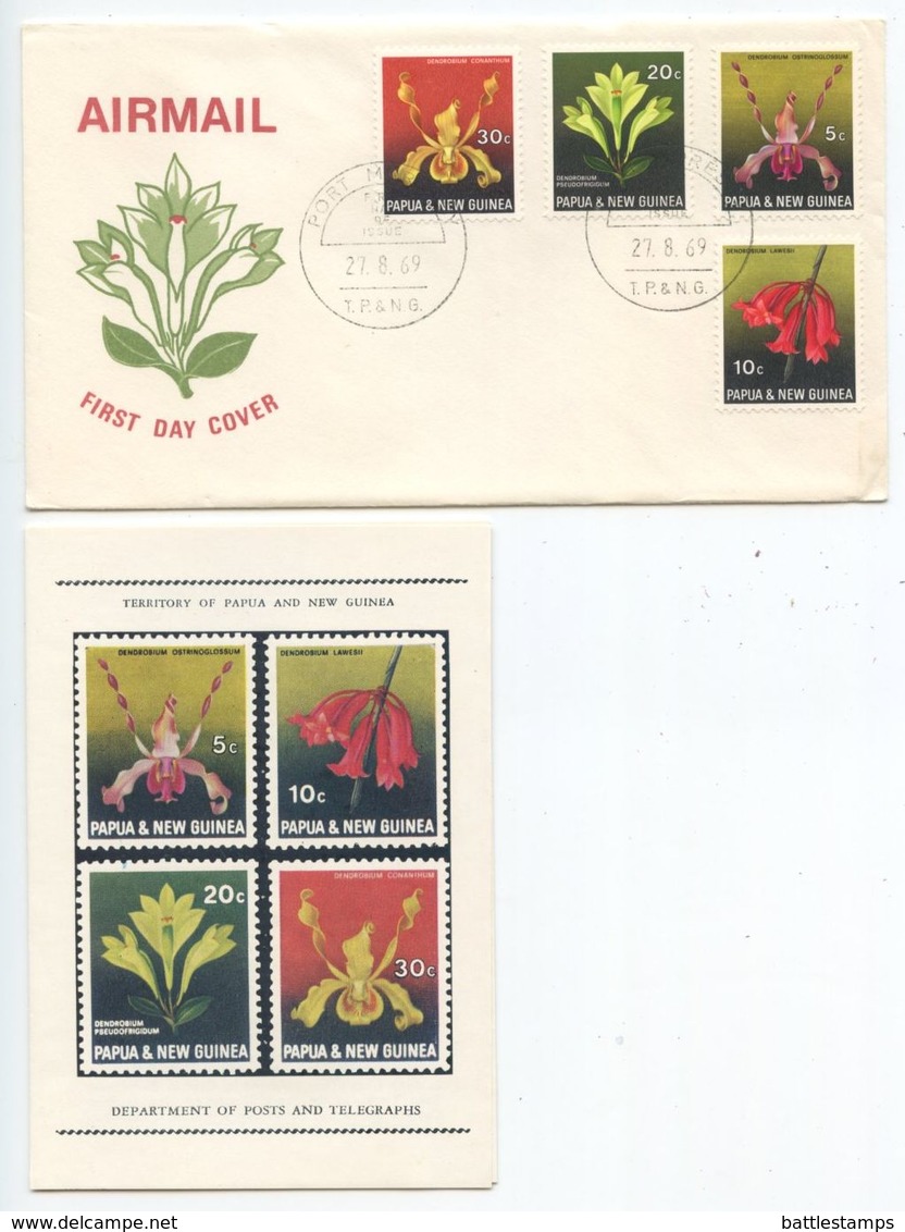 Papua New Guinea 1969 FDC Scott 287-290 Orchid Flowers - Papouasie-Nouvelle-Guinée