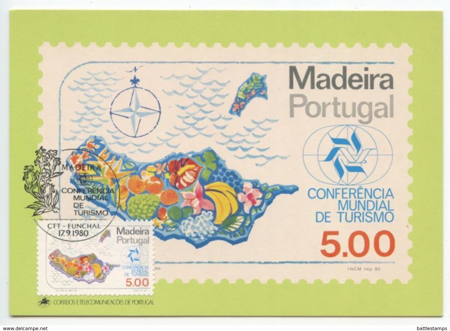 Portugal - Madeira 1980 FDC Maxicard Scott 70 Produce Map - Madeira