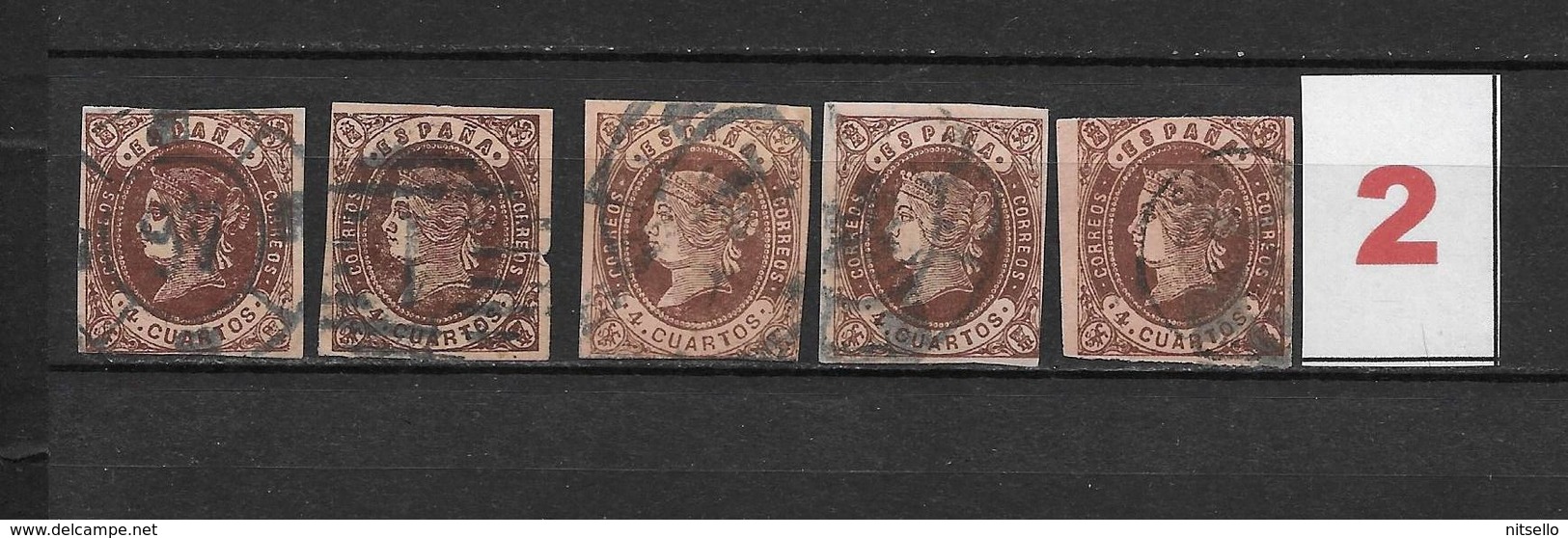 LOTE 1812  /// (C020) ESPAÑA  AÑO 1862   - EDIFIL Nº: 58  VARIEDADES DE COLOR ¡¡¡ OFERTA !!! - Usati