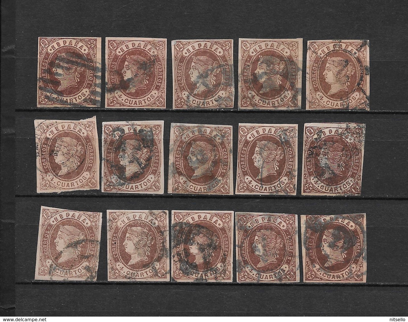 LOTE 1813  /// (C090) ESPAÑA  AÑO 1862   - EDIFIL Nº: 58  ESTUDIO DE COLOR Y MATASELLOS ¡¡¡ OFERTA !!! - Usados