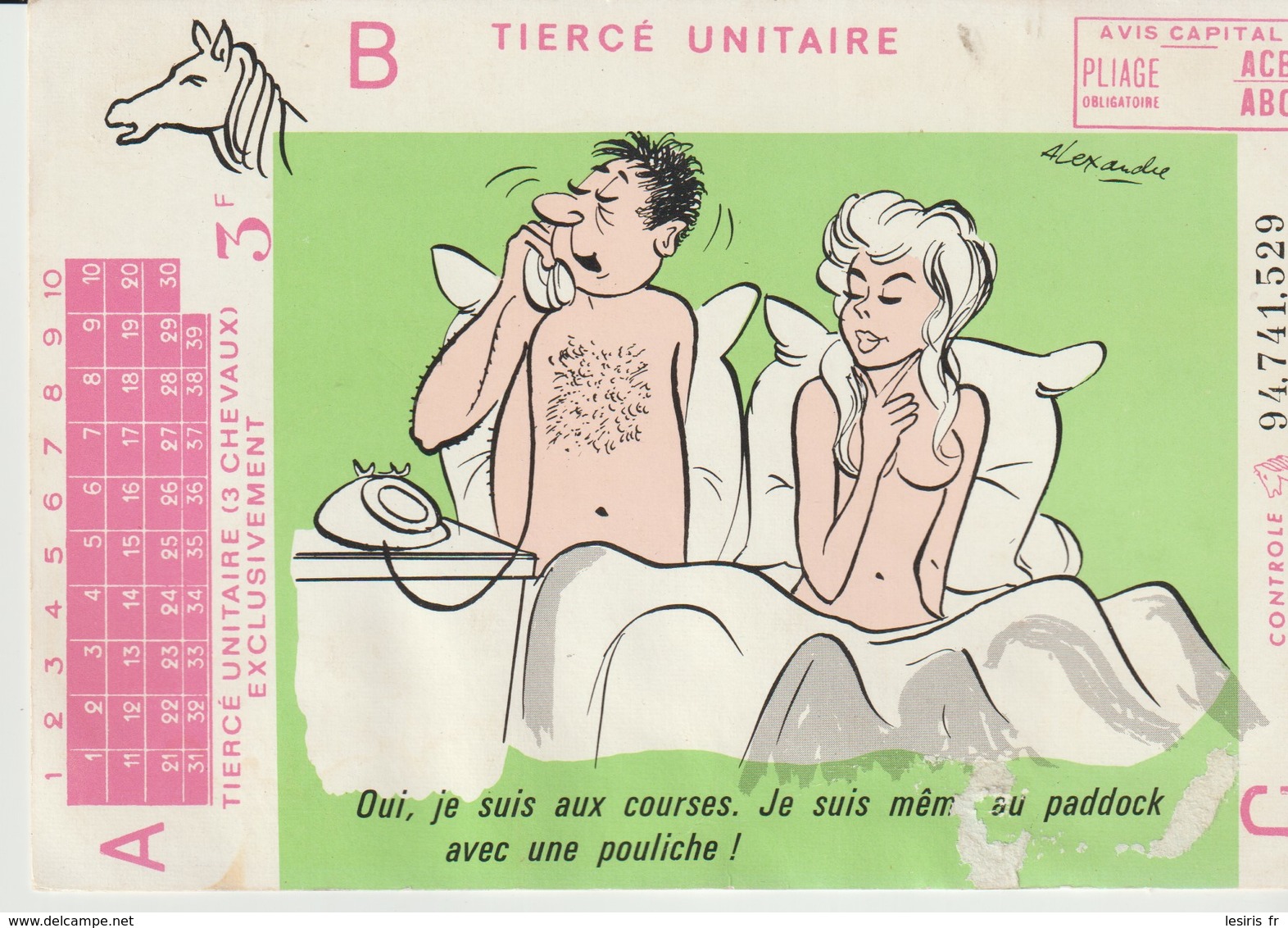 CP - B -TIERCE UNITAIRE - OUI JE SUIS AUX COURSES - JE SUIS MÊME AU PADDOCK AVEC UNE POULICHE - LA GAULOISERIE - 1971 - - Humor