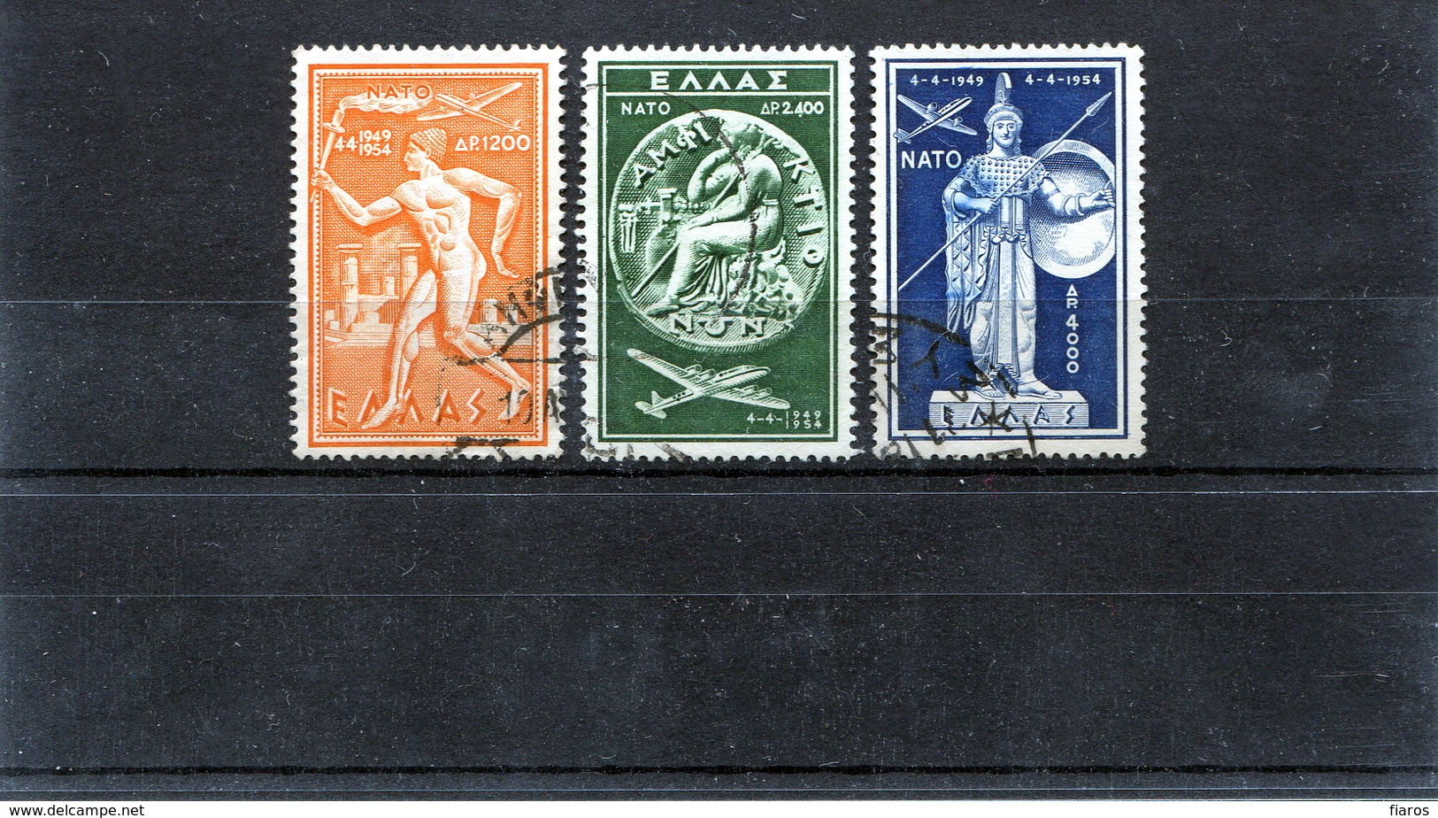 1954-Greece- "N.A.T.O." Airpost Issue- Complete Set Used - Usati
