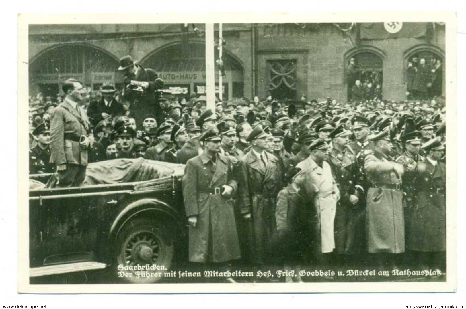 II Wojna WWII - Fuhrer In Saar 1935 - Hitler Hess Frick Goebbels - Weltkrieg 1939-45