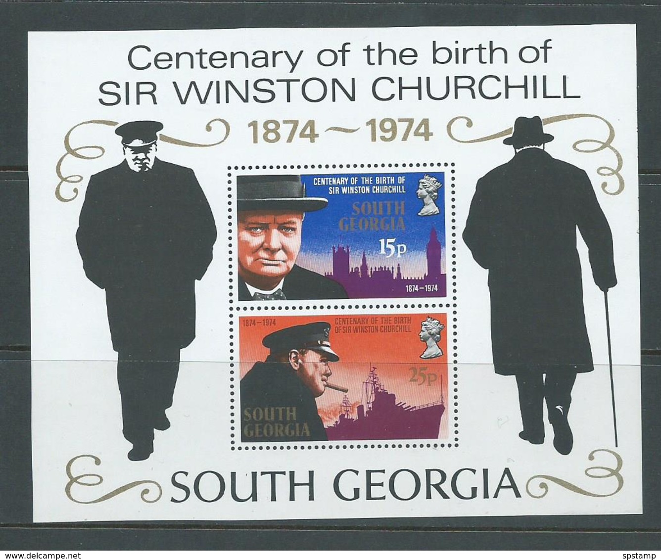 South Georgia 1974 Churchill Memorial Miniature Sheet MNH - Géorgie Du Sud