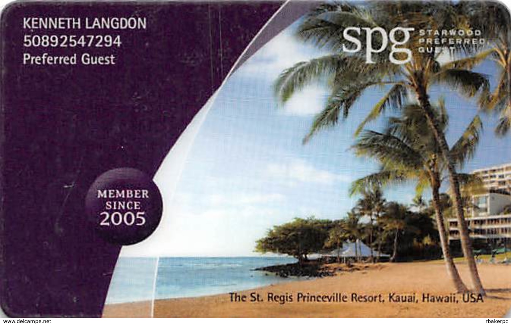 SPG Starwood Preferred Guest 2005 Member Card - Other & Unclassified