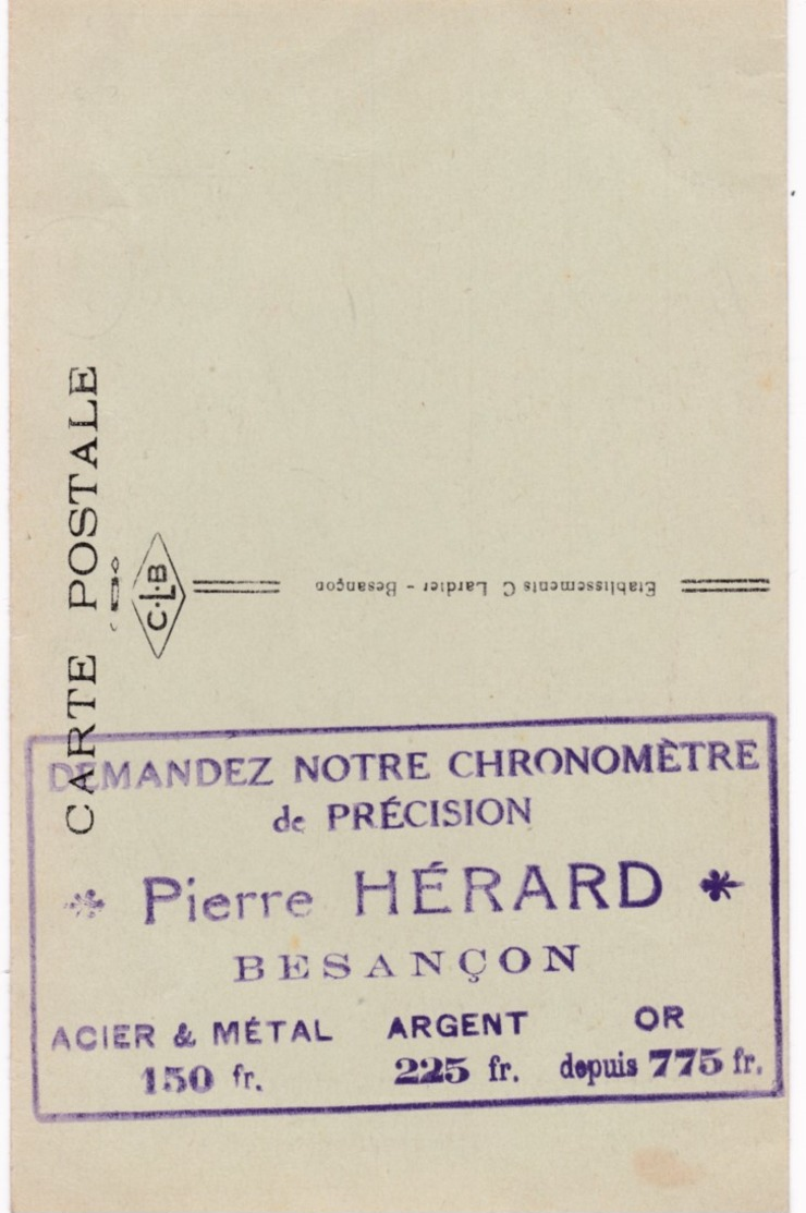 25 Doubs - BESANCON - Horlogerie Orfèvrerie Bijouterie Optique Pierre Hérard - Ancienne Maison Emmanuel Piguet - Cachet - Magasins