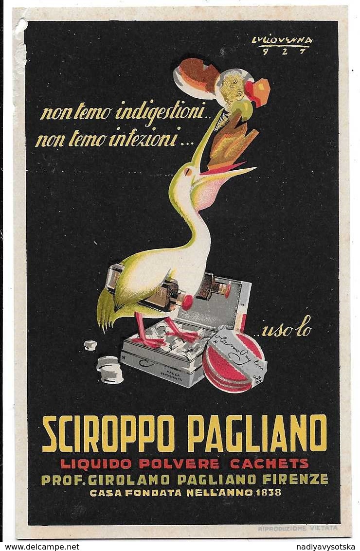Sciroppo Pagliano  (Firenze). Anno 1927. - Werbepostkarten