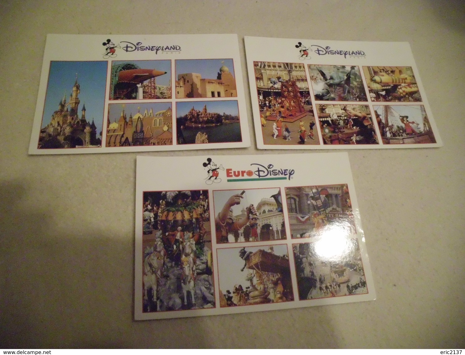 LOT DE 3 CARTES EURO DISNEY ..DISNEYLAND PARIS ...MULTI VUES - Disneyland