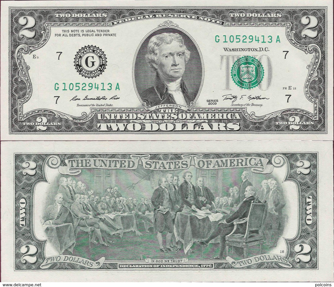 USA 2009 - 2 Dollars - Seria G - Pick NEW UNC - Billets De La Federal Reserve (1928-...)