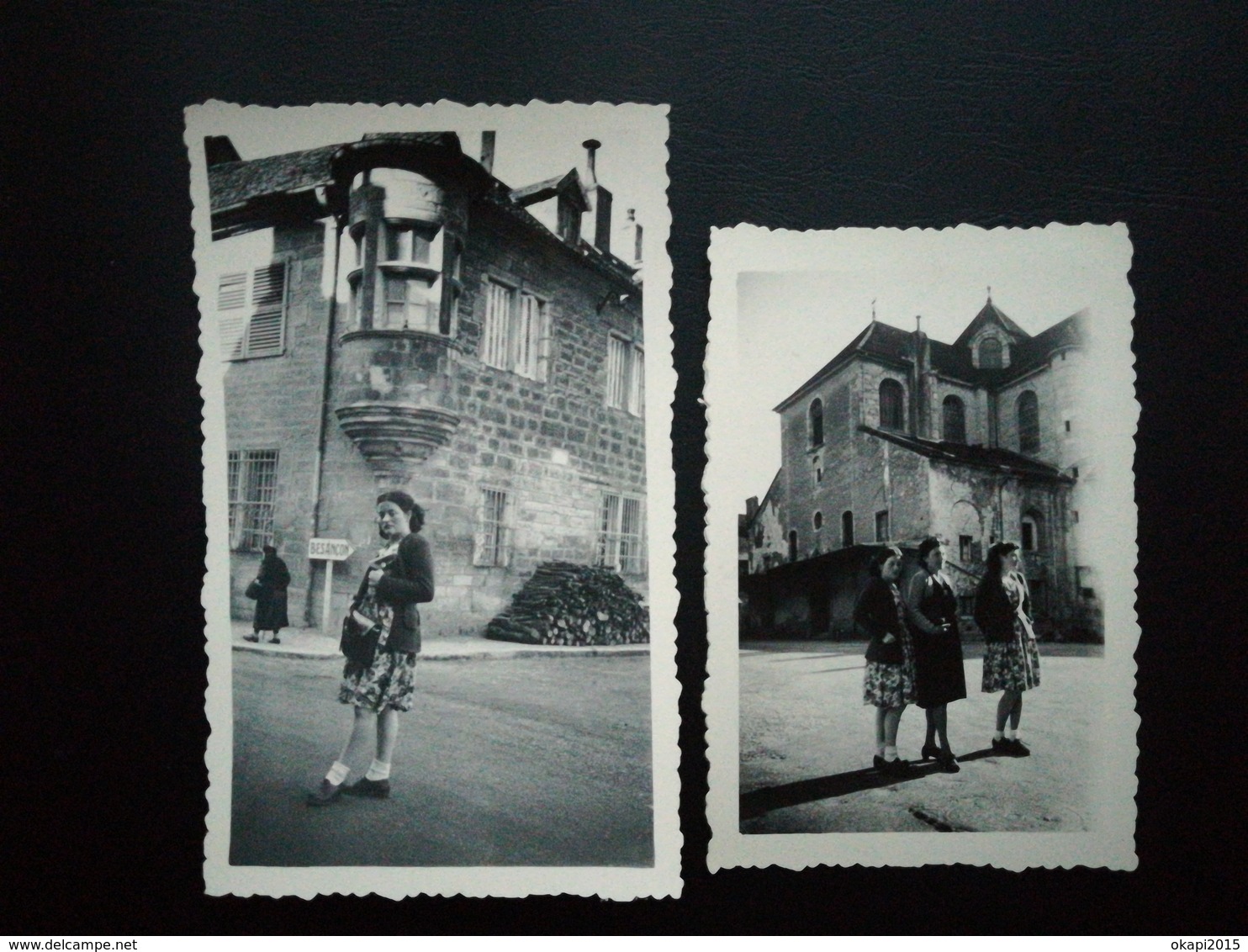 2 PHOTOS ORIGINALES Baume - Les - Dames En 1947 Doubs  Bourgogne - Franche - Comté France Touristes Pancarte "Besançon" - Baume Les Dames