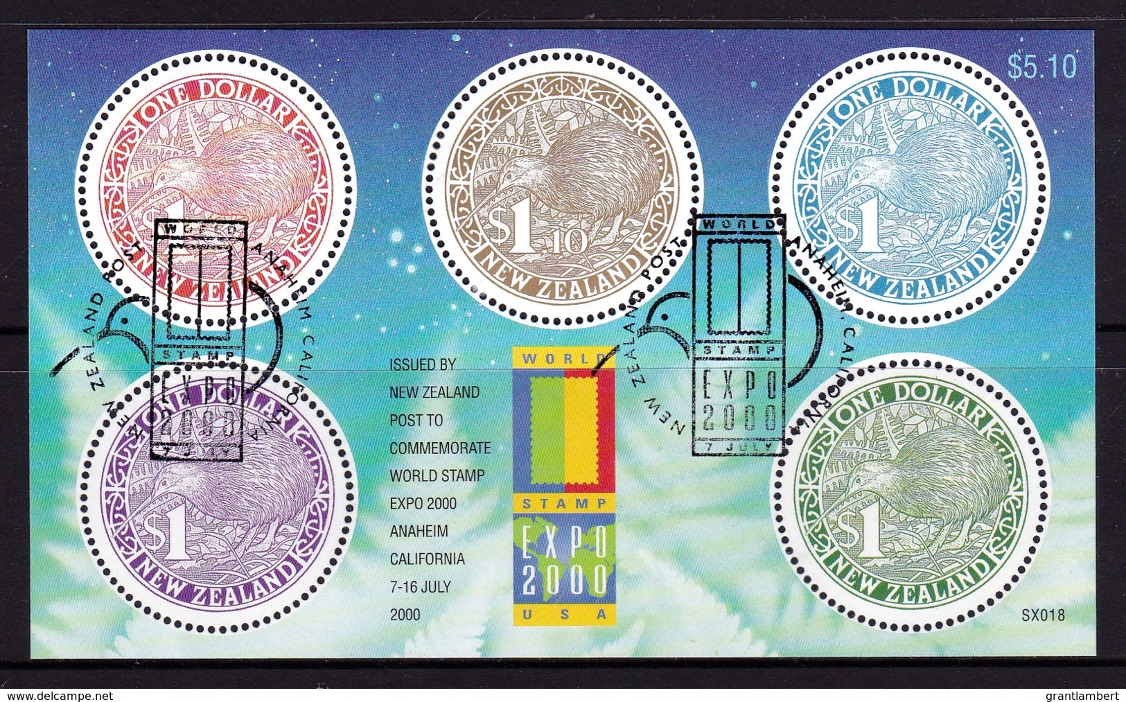New Zealand 2000 World Stamp Expo California Minisheet Used - Used Stamps