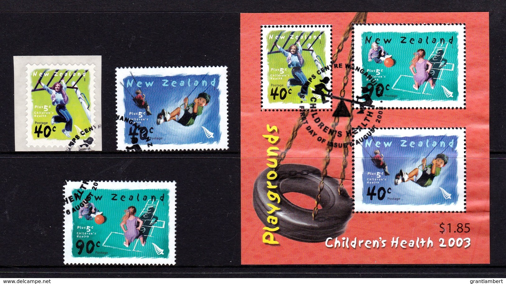 New Zealand 2003 Health - Children's Playgrounds Set Of 3 + Minisheet Used - Used Stamps