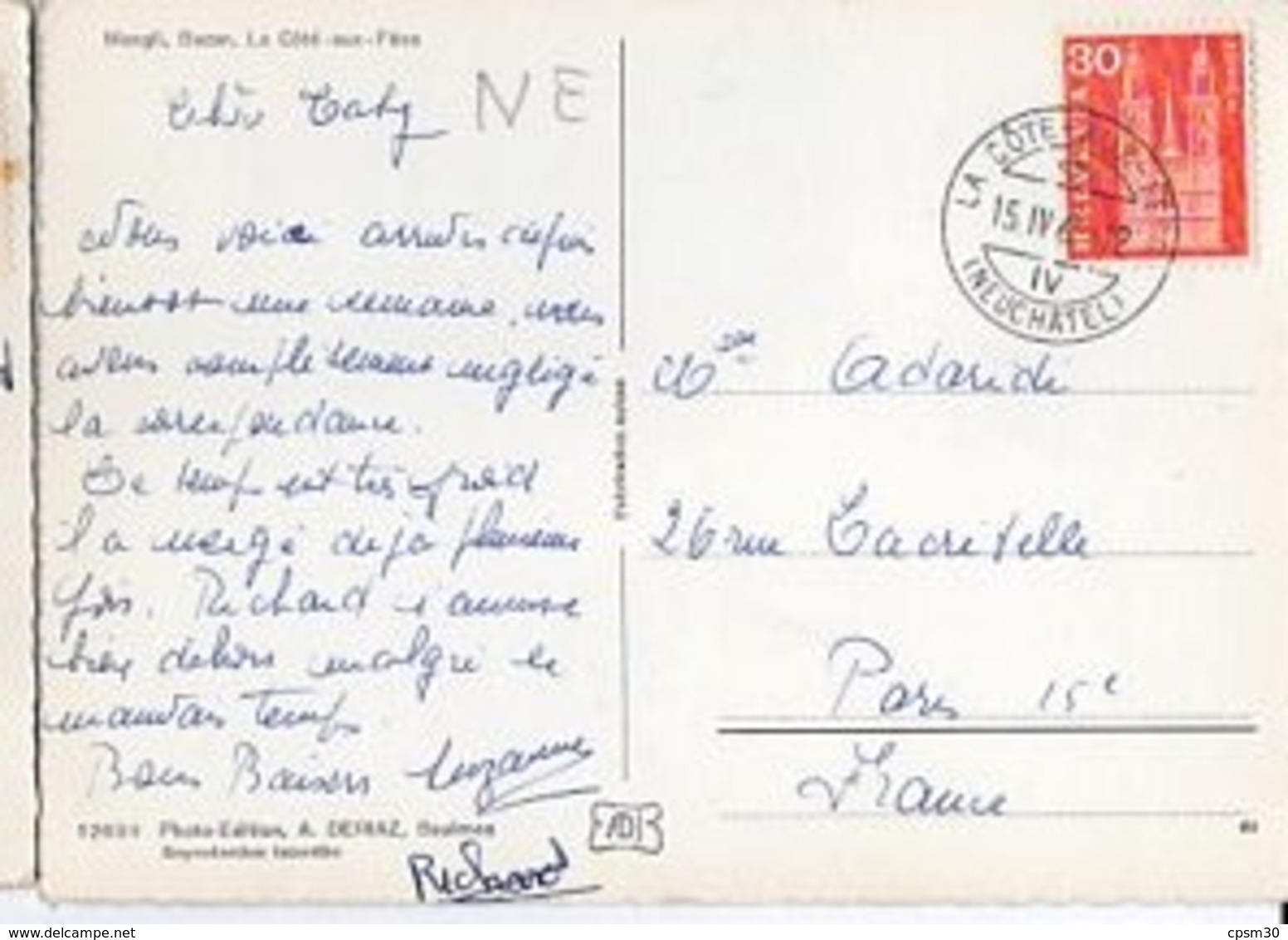 CP Suisse - La COTÉ Aux FÉES - Maegli Bazar - N° 12659 - Noir Et Blanc, Voyagé - La Côte-aux-Fées