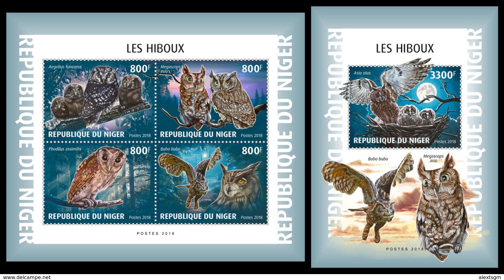 NIGER 2018 - Owls, M/S + S/S. Official Issue - Búhos, Lechuza