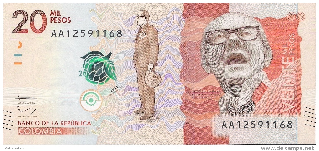 COLOMBIA P461a 20.000 Or 20000 PESOS  EARLY PREFIX #AA Dated 19.8.2015, Issued In 2016   UNC. - Colombia