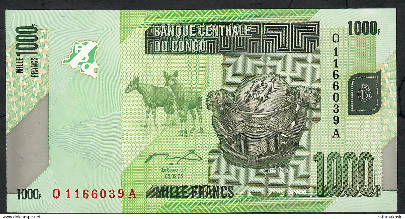 CONGO D.R. P101a 1000  FRANCS 2005   Q/A.    UNC. - Zonder Classificatie