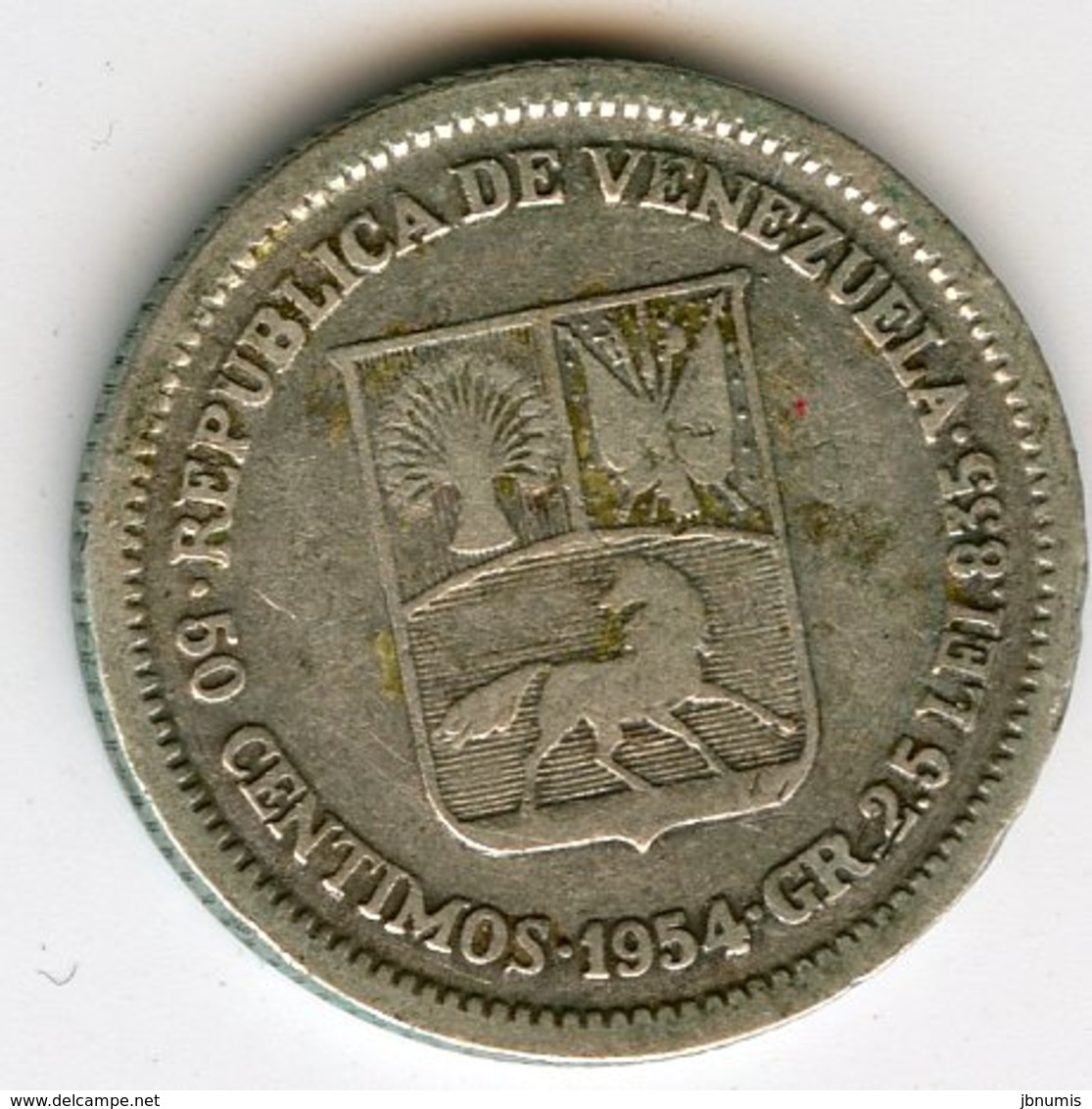 Venezuela 50 Centimos 1954 Argent KM 36 - Venezuela