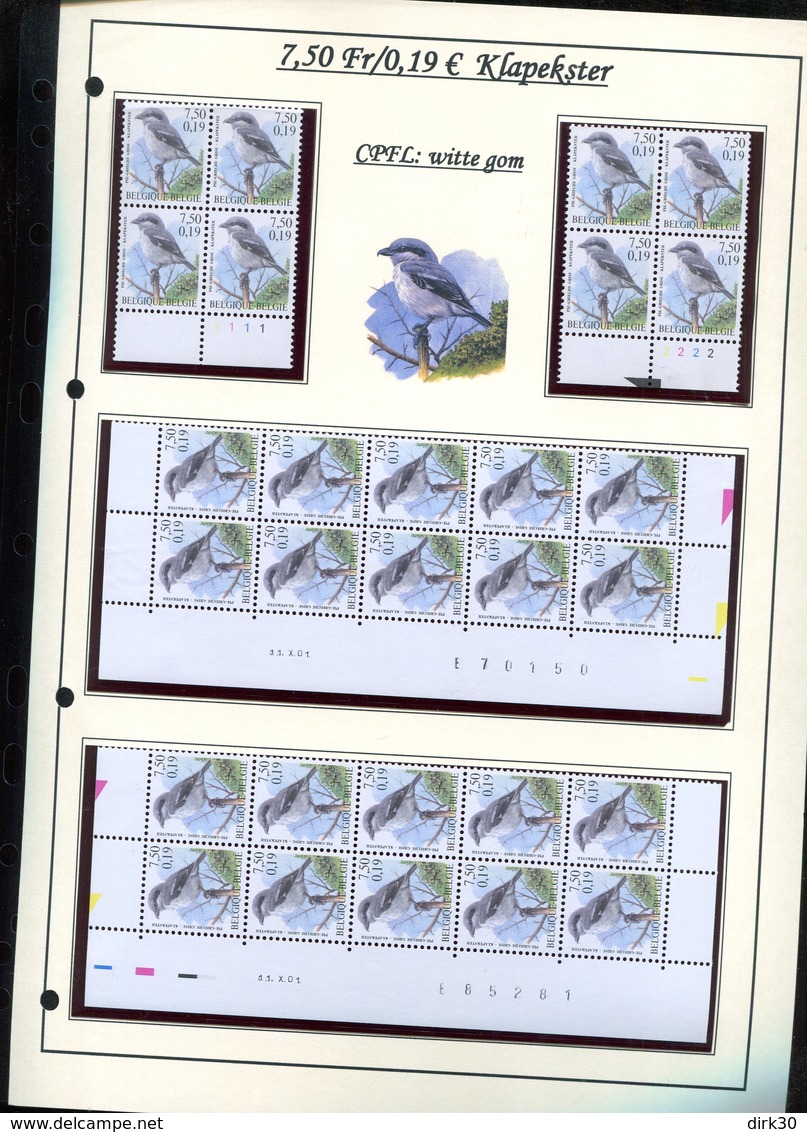 Belgie 2986 CPFL Buzin Vogels Birds Feuille De Collection Numéro De Planche Plaatnummer Drukdatum - 1985-.. Birds (Buzin)