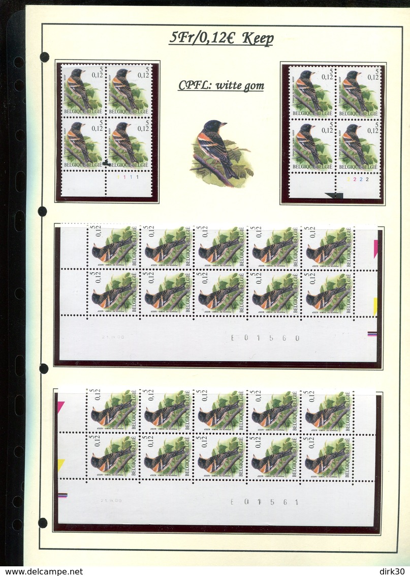 Belgie 2921 CPFL Buzin Vogels Birds Feuille De Collection Numéro De Planche Plaatnummer Drukdatum - 1985-.. Birds (Buzin)