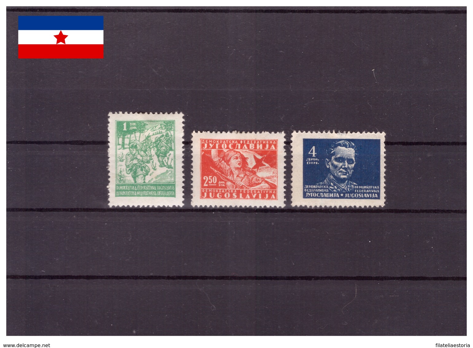 Yougoslavie 1945 - MH* - Militaria - Tito - Michel Nr. 471 474 477 (yug557) - Neufs