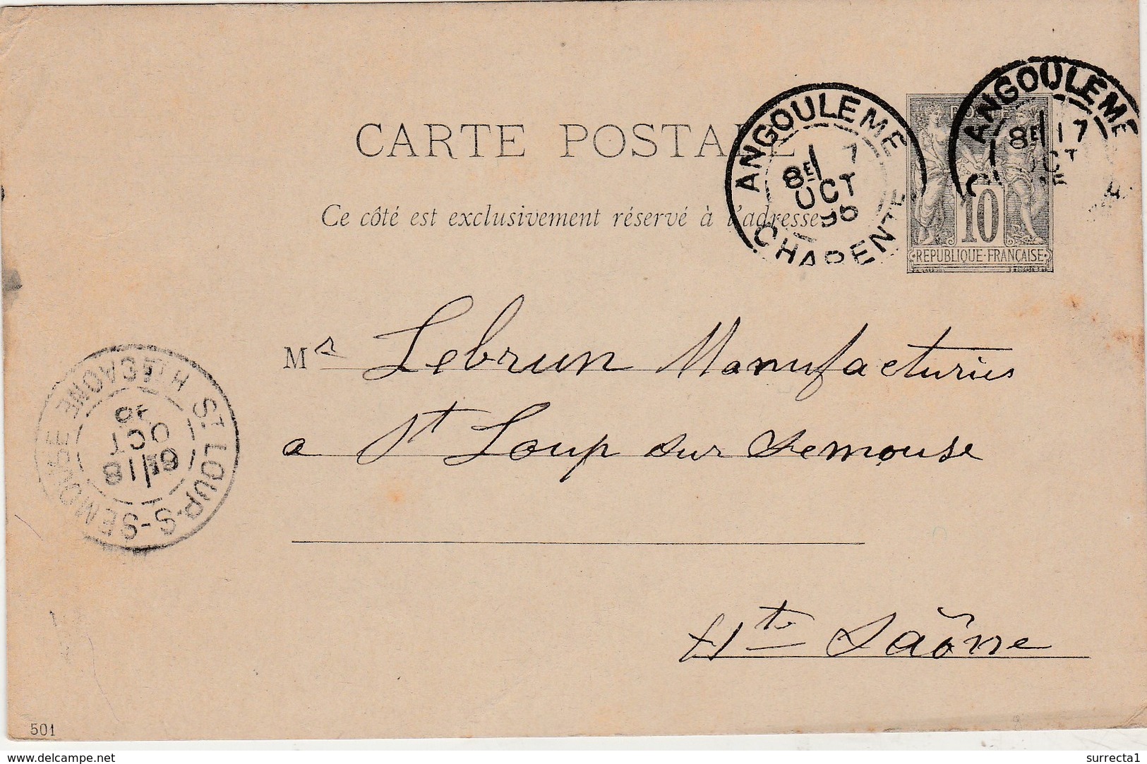 Carte Commerciale 1895 / Entier / FREDERIC BERNARD / Meubles / Rue De Genève / 16 Angoulême Charente - Autres & Non Classés