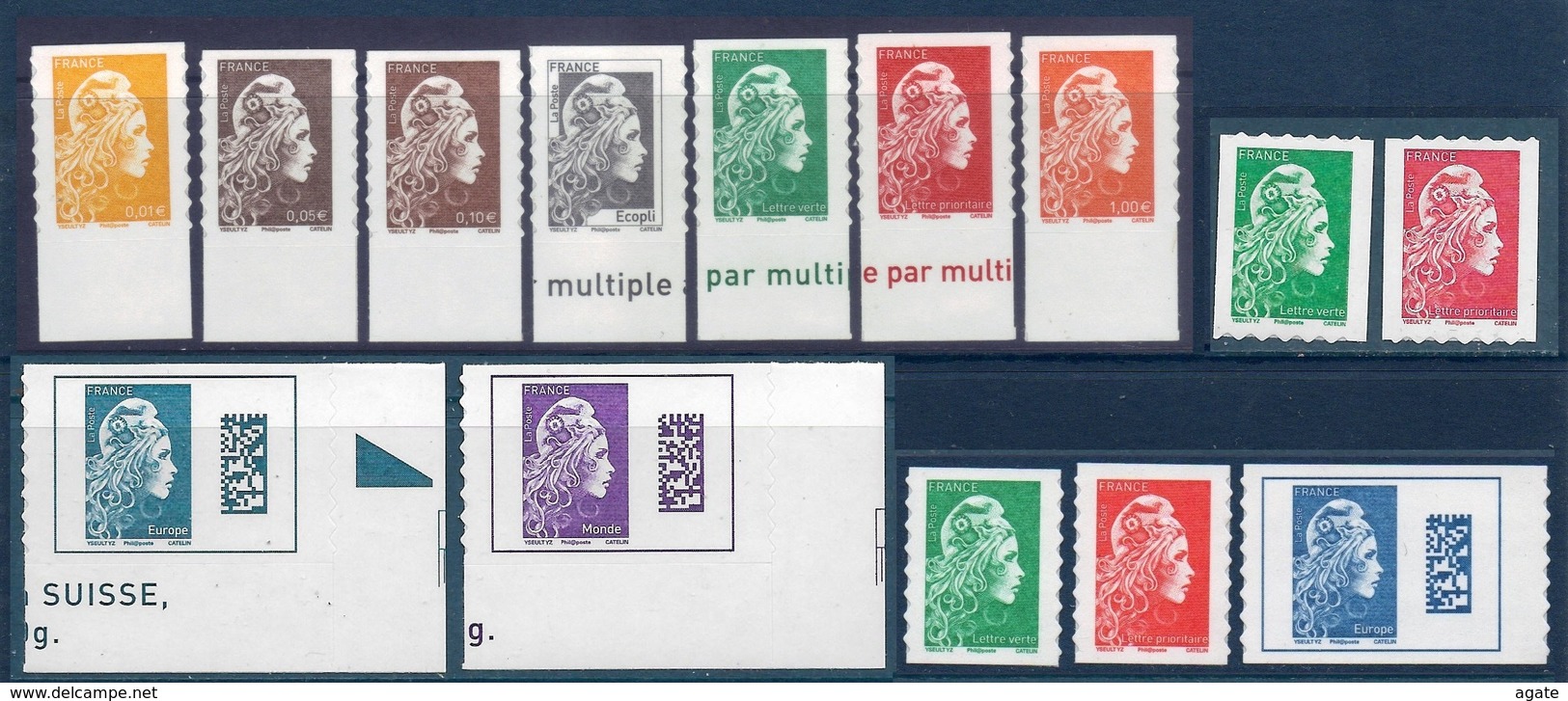 ADHESIF Marianne L'Engagée Yseult YS - 9 Valeurs + 2 Roulettes + 3 Timbres De Carnet (2018) Neuf** - 2018-2023 Marianne L'Engagée