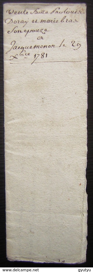 1781 Généralité De Poitiers Saintonge Chizé Vente Par Louis Doray Et Son épouse à Jacques Menon - Manuscrits