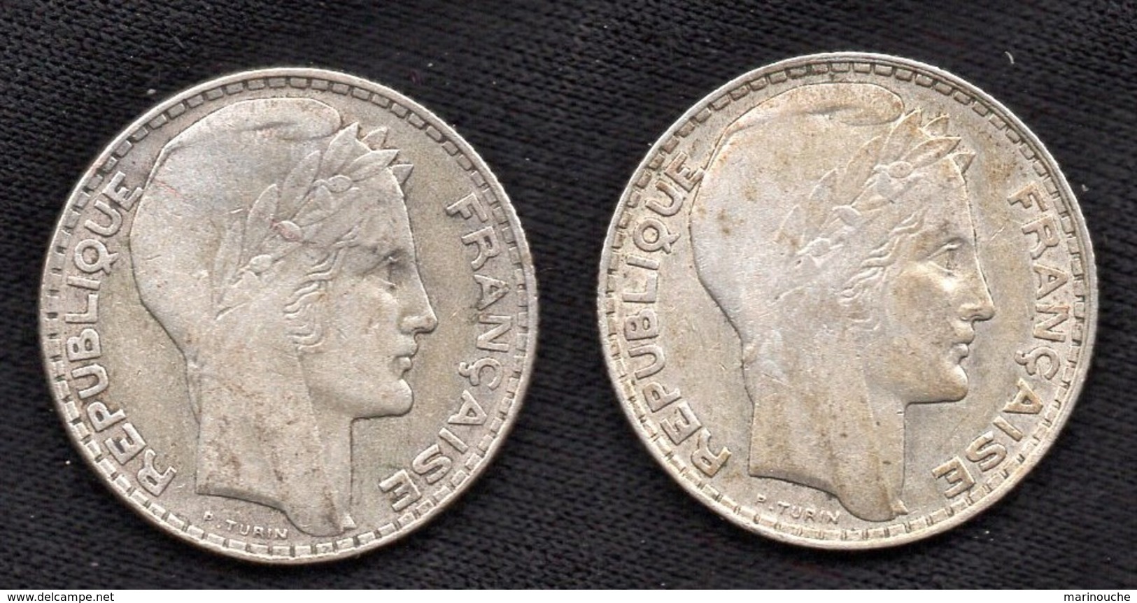 Lot De 2 Pièces En Argent De 10 Francs TURIN 1930 - Total De 19.98 Grammes - Autres & Non Classés